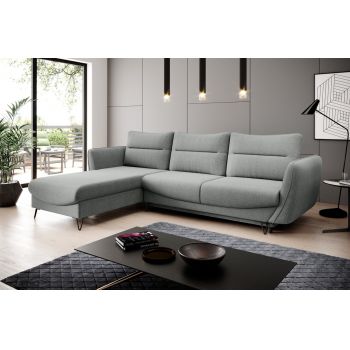 Coltar extensibil stanga 3 locuri ELTAP, LT-04VER, Silva, 276x201x100 cm, lemn/poliester, gri deschis