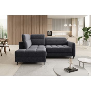 Coltar extensibil stanga 3 locuri ELTAP, LT-05AS, Barea, 208x160x100 cm, lemn/poliester, gri inchis