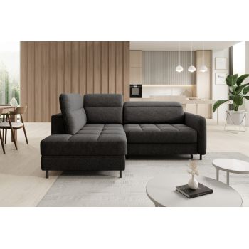 Coltar extensibil stanga 3 locuri ELTAP, LT-05RAQ, Barea, 208x160x100 cm, lemn/poliester, gri inchis