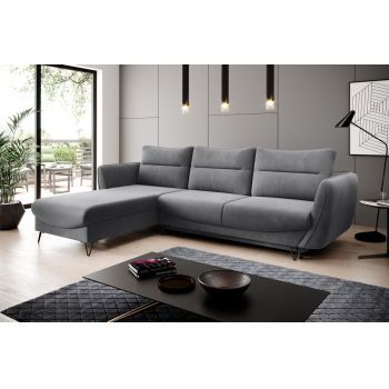 Coltar extensibil stanga 3 locuri ELTAP, LT-06SO, Silva, 276x201x100 cm, lemn/poliester, gri inchis