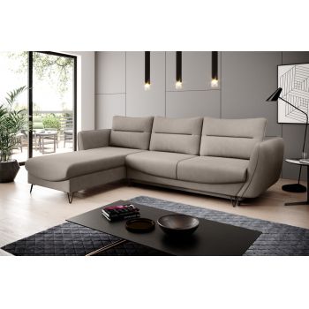 Coltar extensibil stanga 3 locuri ELTAP, LT-07PO, Silva, 276x201x100 cm, lemn/poliester, gri