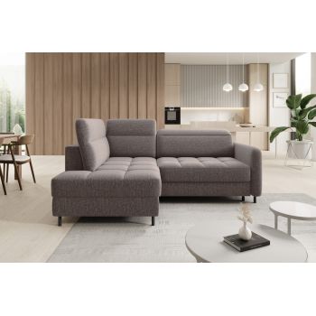 Coltar extensibil stanga 3 locuri ELTAP, LT-20AS, Barea, 208x160x100 cm, lemn/poliester, maro deschis