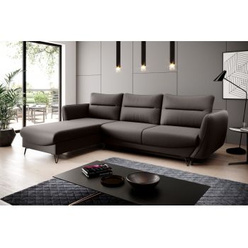 Coltar extensibil stanga 3 locuri ELTAP, LT-22FL, Silva, 276x201x100 cm, lemn/poliester, maro inchis