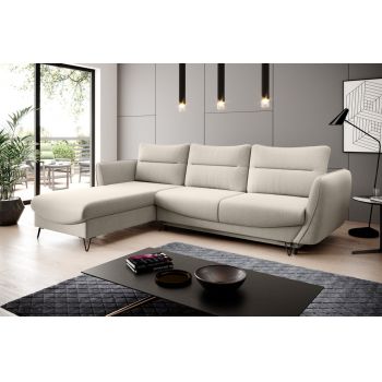 Coltar extensibil stanga 3 locuri ELTAP, LT-22IN, Silva, 276x201x100 cm, lemn/poliester, bej deschis