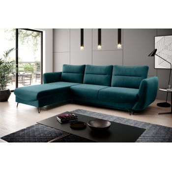 Coltar extensibil stanga 3 locuri ELTAP, LT-39LU, Silva, 276x201x100 cm, lemn/poliester, verde inchis