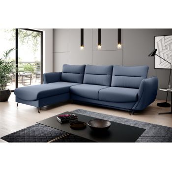 Coltar extensibil stanga 3 locuri ELTAP, LT-40GO, Silva, 276x201x100 cm, lemn/poliester, albastru