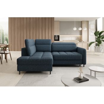 Coltar extensibil stanga 3 locuri ELTAP, LT-40MAN, Barea, 208x160x100 cm, lemn/poliester, albastru inchis