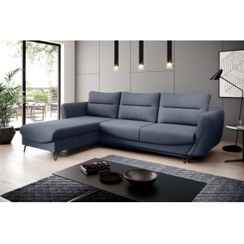 Coltar extensibil stanga 3 locuri ELTAP, LT-40PO, Silva, 276x201x100 cm, lemn/poliester, albastru
