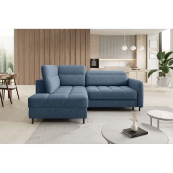 Coltar extensibil stanga 3 locuri ELTAP, LT-40RAQ, Barea, 208x160x100 cm, lemn/poliester, albastru