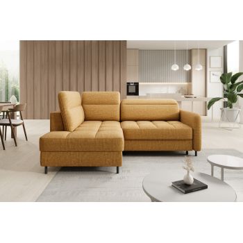 Coltar extensibil stanga 3 locuri ELTAP, LT-45MAN, Barea, 208x160x100 cm, lemn/poliester, mustar