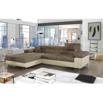 Coltar extensibil stanga 4 locuri ELTAP, Armd-16, Armando, 289x203x85 cm, lemn/poliester, bej/bej deschis