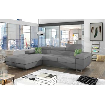 Coltar extensibil stanga 4 locuri ELTAP, Armd-25, Armando, 289x203x85 cm, lemn/poliester, gri deschis/gri inchis