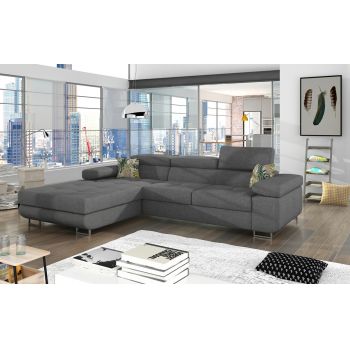 Coltar extensibil stanga 4 locuri ELTAP, Armd-26, Armando, 289x203x85 cm, lemn/poliester, gri/verde