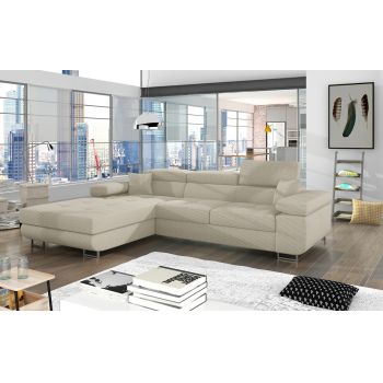 Coltar extensibil stanga 4 locuri ELTAP, Armd-366, Armando, 289x203x85 cm, lemn/poliester, bej deschis