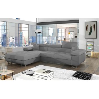 Coltar extensibil stanga 4 locuri ELTAP, Armd-54, Armando, 289x203x85 cm, lemn/poliester, gri deschis/gri