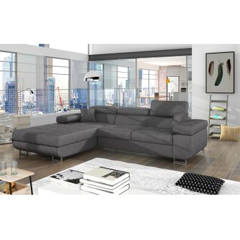 Coltar extensibil stanga 4 locuri ELTAP, Armd-60, Armando, 289x203x85 cm, lemn/poliester, gri