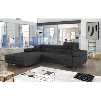 Coltar extensibil stanga 4 locuri ELTAP, Armd-61, Armando, 289x203x85 cm, lemn/poliester, gri inchis