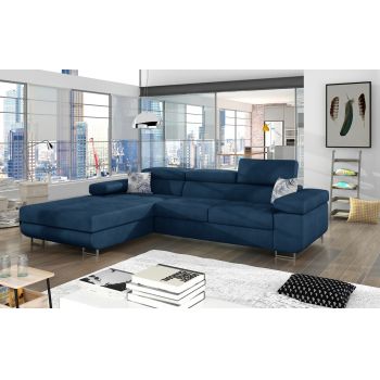 Coltar extensibil stanga 4 locuri ELTAP, Armd-62, Armando, 289x203x85 cm, lemn/poliester, albastru inchis