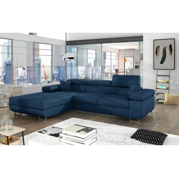 Coltar extensibil stanga 4 locuri ELTAP, Armd-64, Armando, 289x203x85 cm, lemn/poliester, albastru inchis