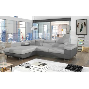 Coltar extensibil stanga 4 locuri ELTAP, Armd-66, Armando, 289x203x85 cm, lemn/poliester, gri deschis/gri