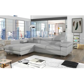 Coltar extensibil stanga 4 locuri ELTAP, Armd-67, Armando, 289x203x85 cm, lemn/poliester, gri deschis