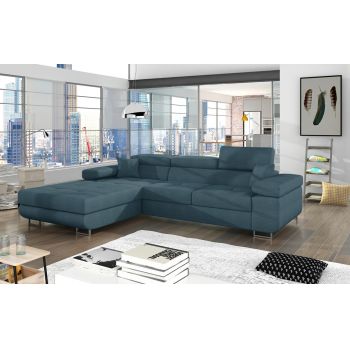 Coltar extensibil stanga 4 locuri ELTAP, Armd-69, Armando, 289x203x85 cm, lemn/poliester, albastru