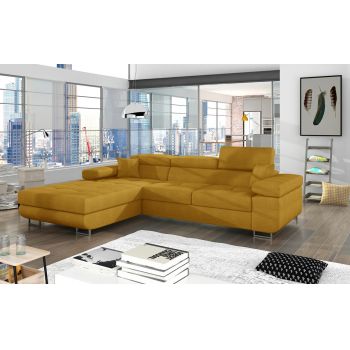 Coltar extensibil stanga 4 locuri ELTAP, Armd-74, Armando, 289x203x85 cm, lemn/poliester, galben
