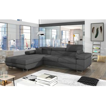 Coltar extensibil stanga 4 locuri ELTAP, Armd-81, Armando, 289x203x85 cm, lemn/poliester, gri inchis