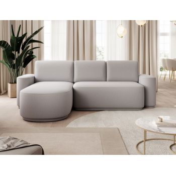 Coltar extensibil stanga 4 locuri ELTAP, Aurumm, 285x180x92 cm, lemn/poliester, gri deschis