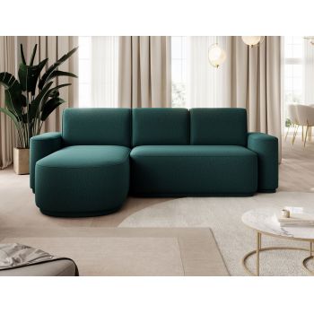 Coltar extensibil stanga 4 locuri ELTAP, Aurumm, 285x180x92 cm, lemn/poliester, verde inchis