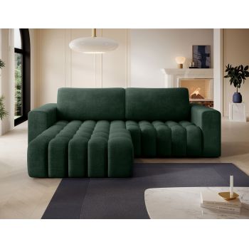 Coltar extensibil stanga 4 locuri ELTAP, Bon-12, Bonett, 250x175x92 cm, lemn/poliester, verde inchis