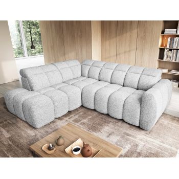 Coltar extensibil stanga 4 locuri ELTAP, LT-01COR, Falconn, 258x208x107 cm, lemn/poliester, gri deschis