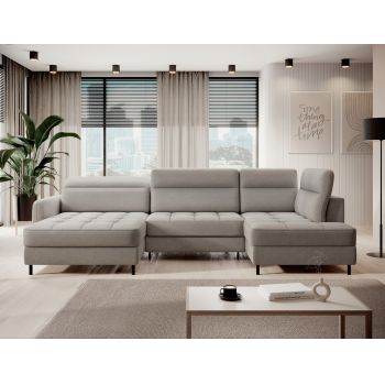 Coltar extensibil stanga 4 locuri ELTAP, LT-03RAQ, Berrto, 306x165x100 cm, lemn/poliester, gri