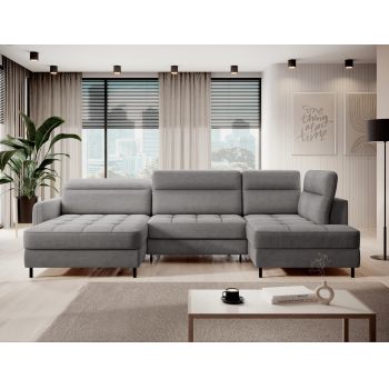 Coltar extensibil stanga 4 locuri ELTAP, LT-03TOS, Berrto, 306x165x100 cm, lemn/poliester, gri inchis