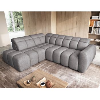 Coltar extensibil stanga 4 locuri ELTAP, LT-04PAO, Falconn, 258x208x107 cm, lemn/poliester, gri inchis