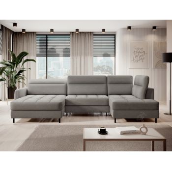 Coltar extensibil stanga 4 locuri ELTAP, LT-04RAQ, Berrto, 306x165x100 cm, lemn/poliester, gri inchis