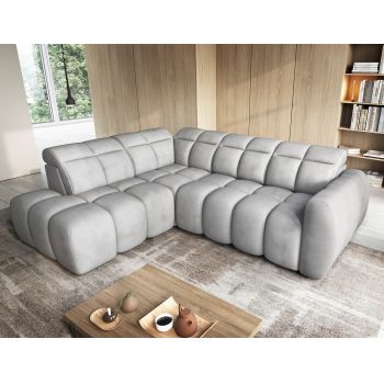 Coltar extensibil stanga 4 locuri ELTAP, LT-04SO, Falconn, 258x208x107 cm, lemn/poliester, gri