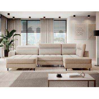 Coltar extensibil stanga 4 locuri ELTAP, LT-18RAQ, Berrto, 306x165x100 cm, lemn/poliester, bej
