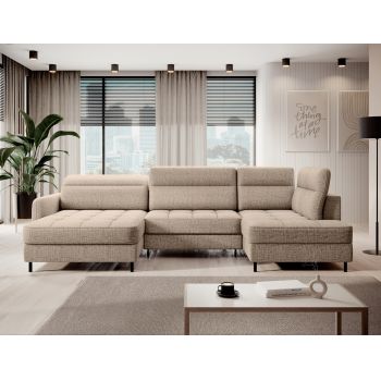 Coltar extensibil stanga 4 locuri ELTAP, LT-20AUB, Berrto, 306x165x100 cm, lemn/poliester, bej inchis