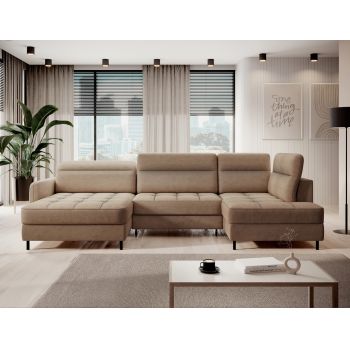 Coltar extensibil stanga 4 locuri ELTAP, LT-20TOS, Berrto, 306x165x100 cm, lemn/poliester, maro deschis