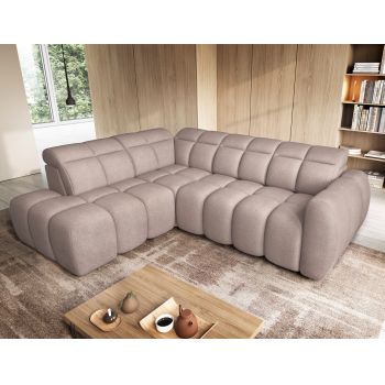 Coltar extensibil stanga 4 locuri ELTAP, LT-20XIL, Falconn, 258x208x107 cm, lemn/poliester, maro deschis