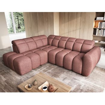 Coltar extensibil stanga 4 locuri ELTAP, LT-24PAO, Falconn, 258x208x107 cm, lemn/poliester, roz inchis