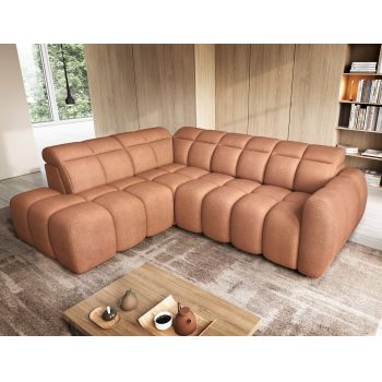Coltar extensibil stanga 4 locuri ELTAP, LT-24XIL, Falconn, 258x208x107 cm, lemn/poliester, portocaliu