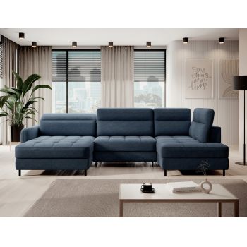 Coltar extensibil stanga 4 locuri ELTAP, LT-40RAQ, Berrto, 306x165x100 cm, lemn/poliester, albastru inchis