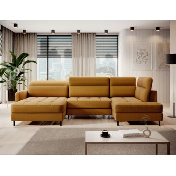 Coltar extensibil stanga 4 locuri ELTAP, LT-45MAN, Berrto, 306x165x100 cm, lemn/poliester, mustar