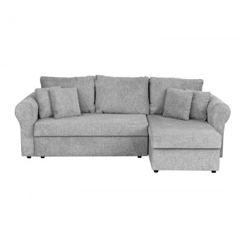 Coltar SARA II extensibil, cu lada depozitare, colt interschimbabil, gri, 248x143x83 cm