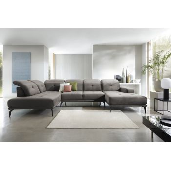 Coltar stanga 6 locuri ELTAP, LT-04LO, Bretan, 350x205x107 cm, lemn/poliester, gri