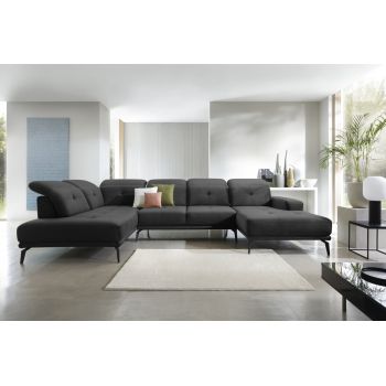 Coltar stanga 6 locuri ELTAP, LT-06LO, Bretan, 350x205x107 cm, lemn/poliester, gri inchis