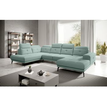 Coltar stanga 6 locuri ELTAP, LT-100PO, Bretan, 350x205x107 cm, lemn/poliester, turcoaz