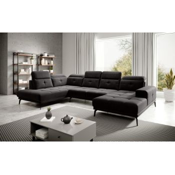 Coltar stanga 6 locuri ELTAP, LT-10LU, Bretan, 350x205x107 cm, lemn/poliester, negru